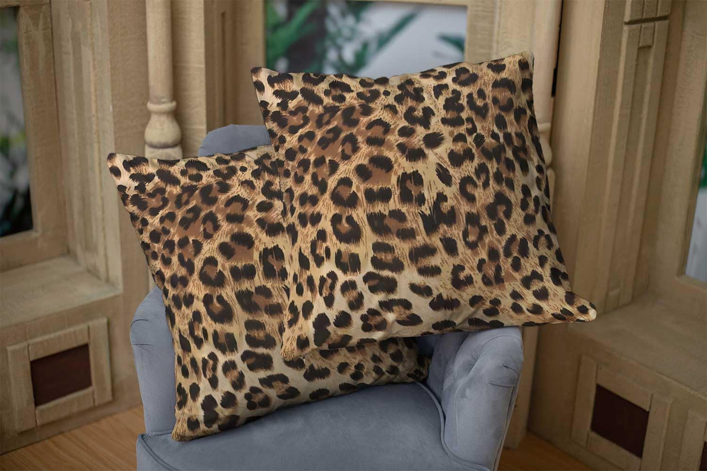 EMMTEEY Leopard Print Pillow Covers, 24x24 Throw-Pillow-Cover Set of 2 Cheetah Print Couch Pillow Cases Decorative Square Throw Pillows for Home Living Room Bedroom Bed Sofa Cushion Cover