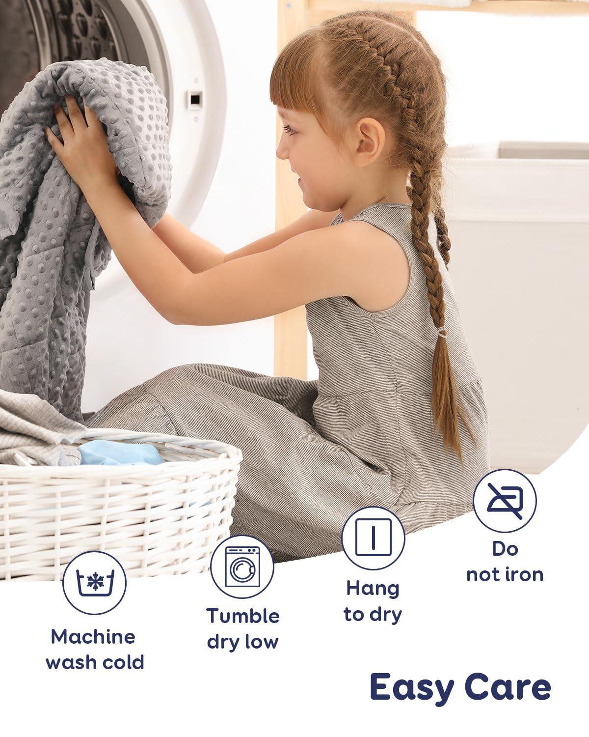 Kivik 3 lbs Weighted Blanket, Cooling Soft Minky Dotted Heavy Blankets Throw for Better Relaxing & Sleeping, Machine Washable, 36x48 Inches, Grey