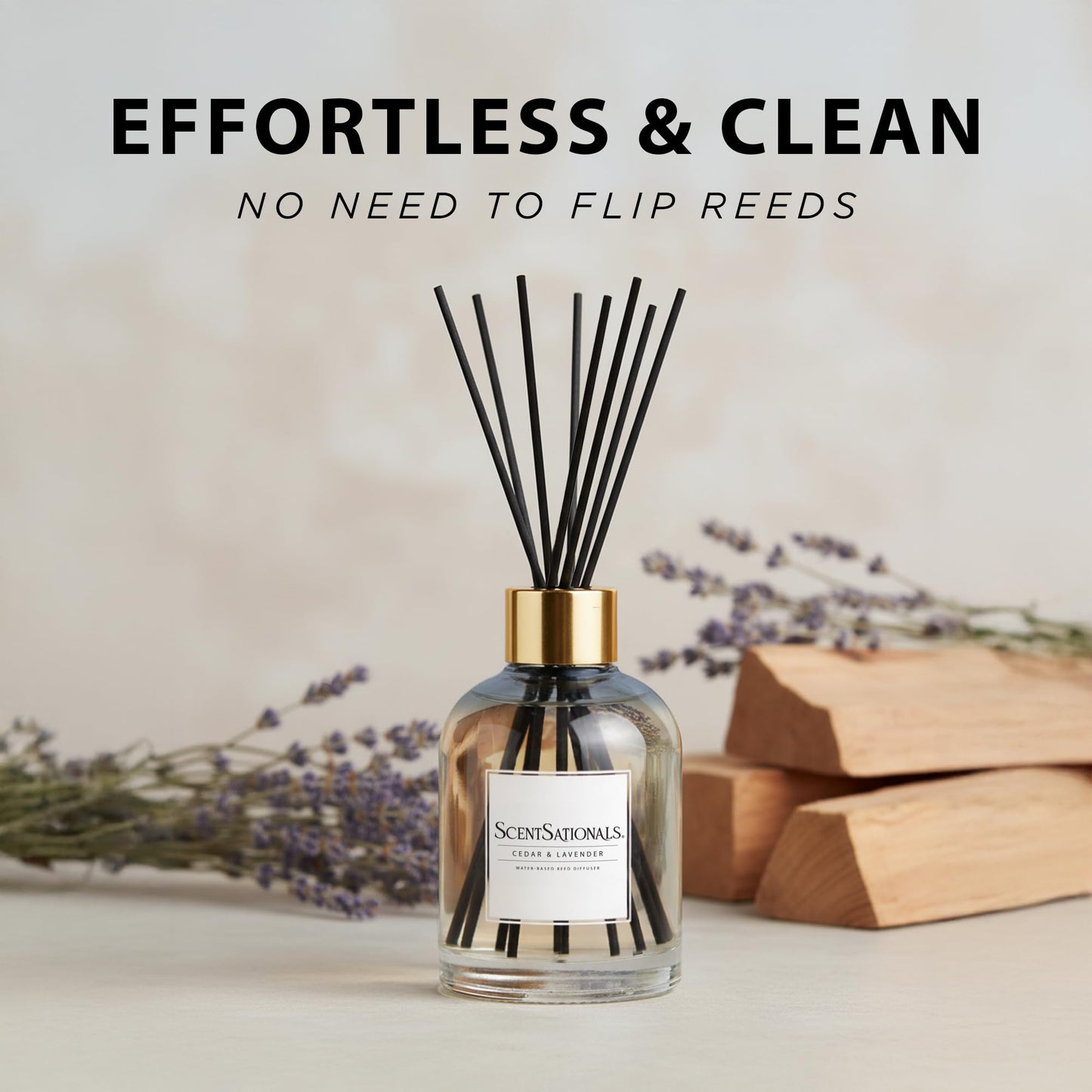 ScentSationals Water-Based Reed Diffuser - Cedar & Lavender - 5 FL OZ Aromatherapy Reed Diffuser