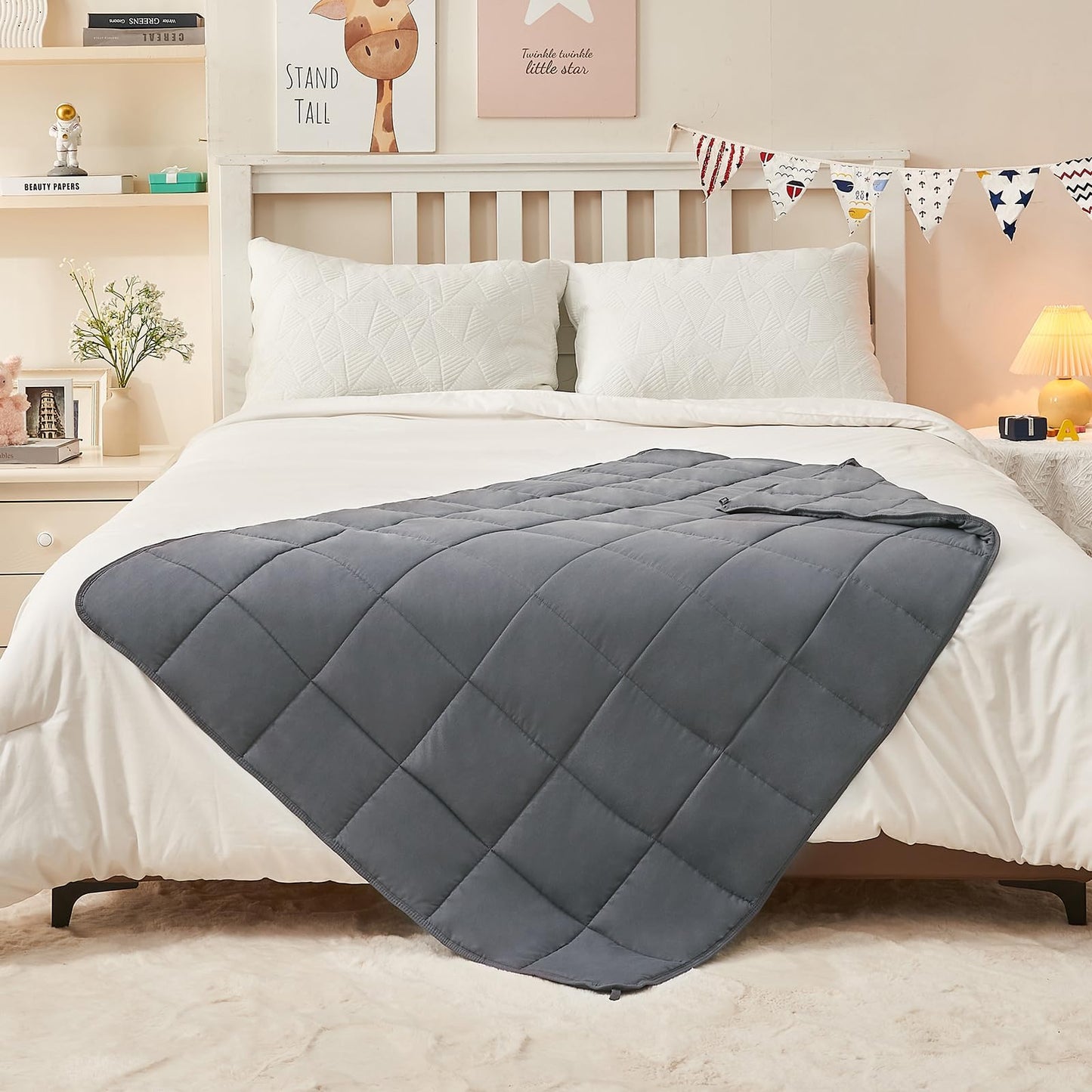 yescool Weighted Blanket 5 Pounds Cooling Weighted Lap Blanket, Grey Heavy Blanket for Sleeping, Weighted Throw Blanket Gifts for 40-60lbs, 36"x48"
