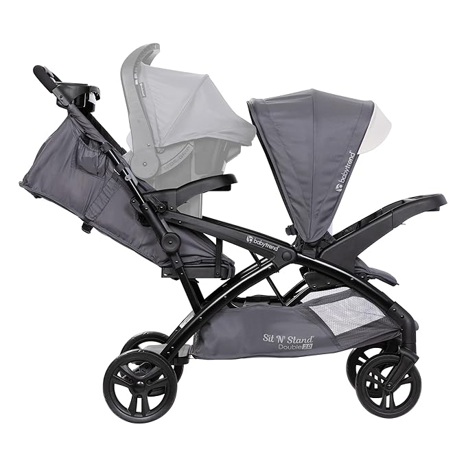 Baby Trend Sit N' Stand Double Stroller 2.0 DLX with 5 Point Safety Harness and EZ-Lift Plus Lightweight Infant Car Seat with Cozy Cover, Magnolia