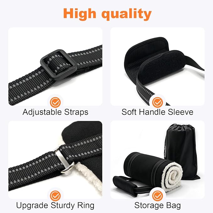 COODEO Adjustable Comfortable Dog Sling with Handle Hind Leg Support Soft Lift Support and Rehab Harness for Weak Rear Legs,Helps Senior, Injured, Disabled and After ACL Surgery Dogs Large (Black, S)