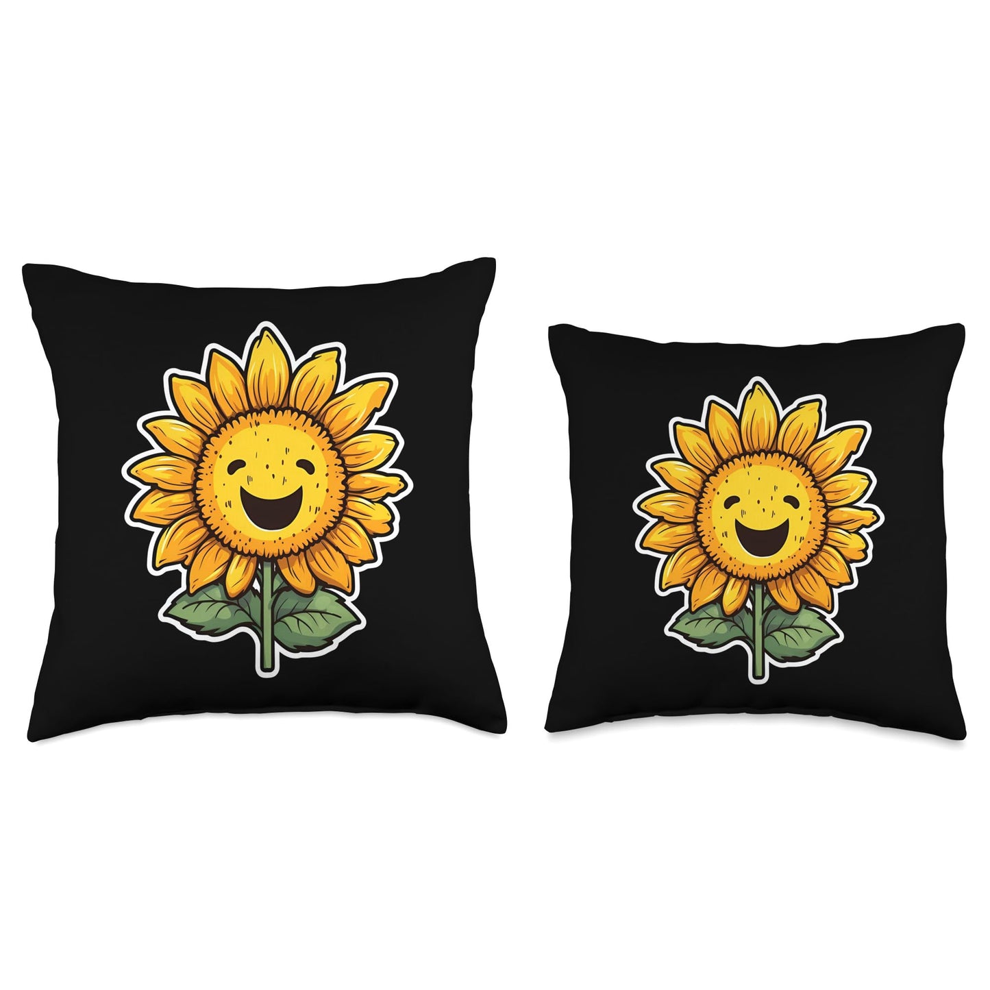 Summer Plant Women Flowers Popular Sun Sunflower Laugh Happy Throw Pillow, 18x18, Multicolor
