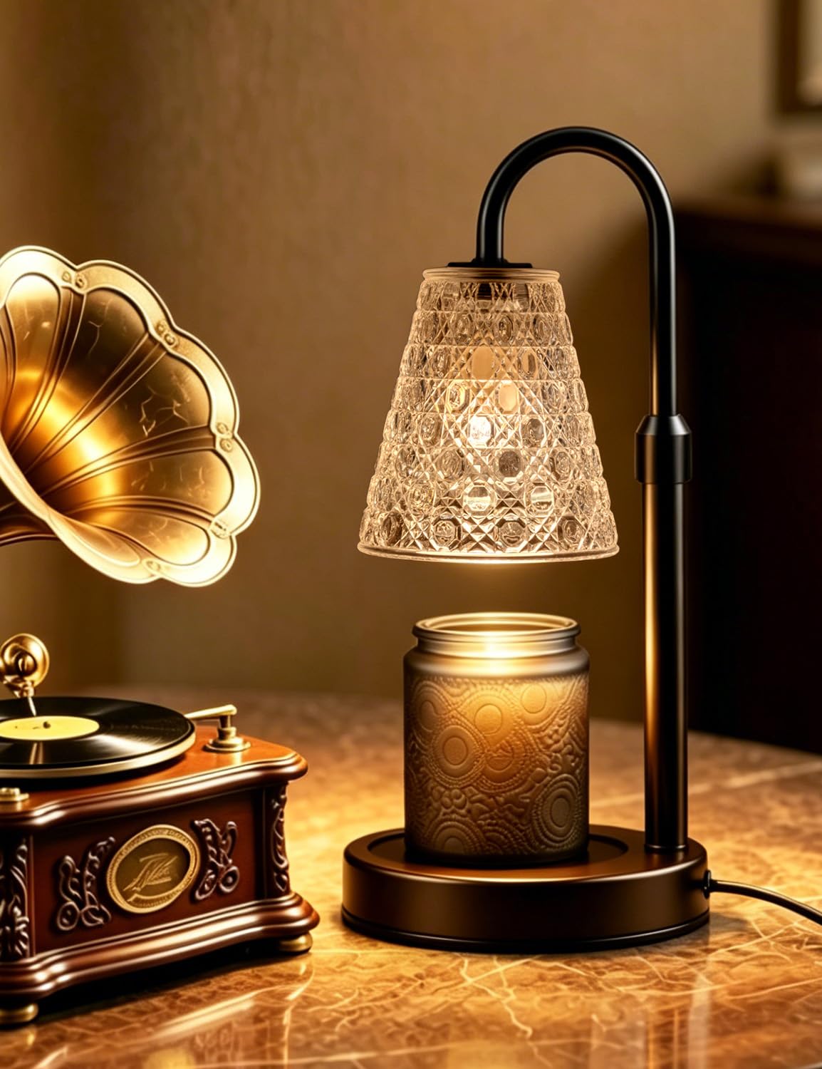 RMFSH Candle Warmer Lamp with Timer Dimmable, Birthday Gifts for Women Mom, House Warming Gifts New Home Decor, Wax Melt Warmer for Jar Candles with 2 Bulbs, Black
