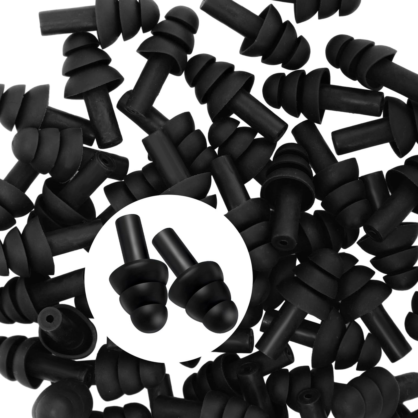 TrelaCo 200 Pairs Silicone Ear Plugs Bulk, Nrr 32db Reusable Waterproof Soft Ear Plugs for Sleeping Noise Music Concerts Hearing Protection Earplugs Swimming Shooting Construction Hunting(Black)