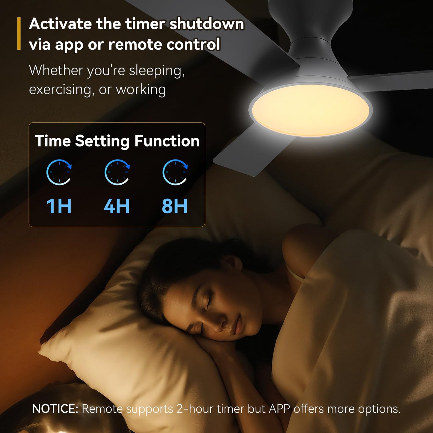 MDTlight 44 Inch Black Ceiling Fan with 3CCT Dimmable LED Lights | Quiet Reversible DC Motor, 6 Speed, Remote & APP Control | for Bedroom, Patio, Living Room, Indoor & Outdoor Use