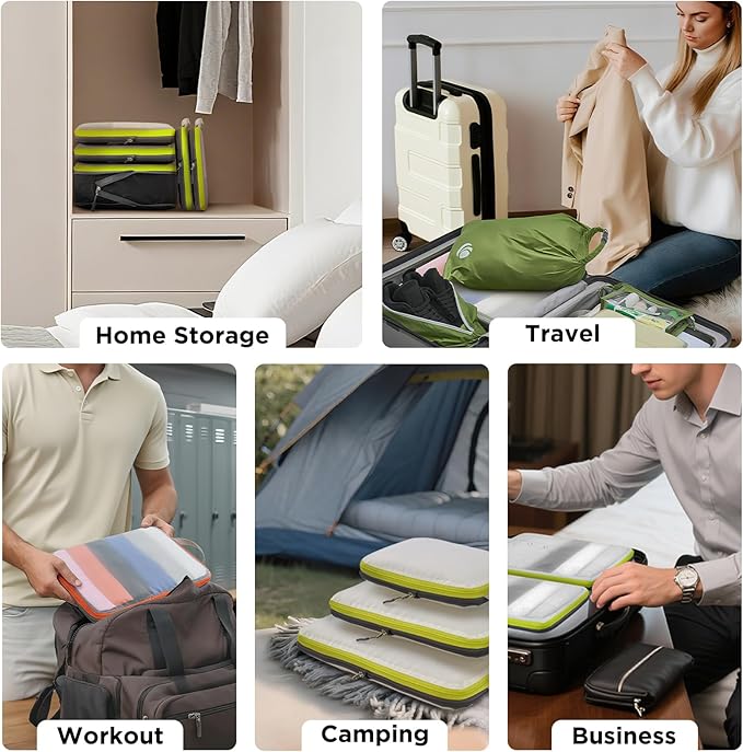 Cipway Compression Packing Cubes, See Through Mesh Luggage Organizer Bags, Travel Essentials for Carry on Suitcase with Laundry Bag and Clear Toiletries Bag(6Pcs,Black)