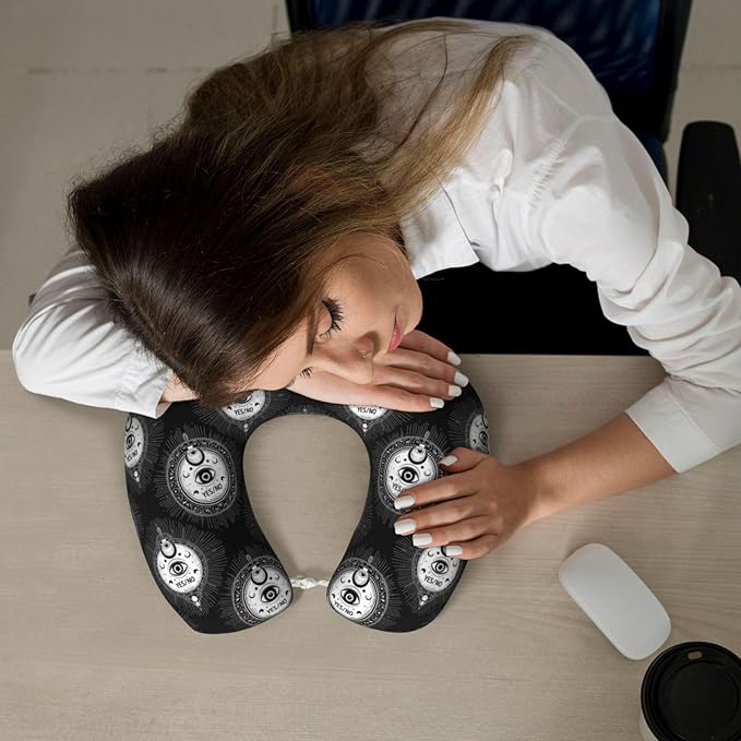 Neck Pillows for Travel Gothic Moon Eye Witchy Magic Spirit Board, Women and Men Airplane Car Pillow, Neck Support U Shaped Pillow for Rest Pain Relief Sleeping
