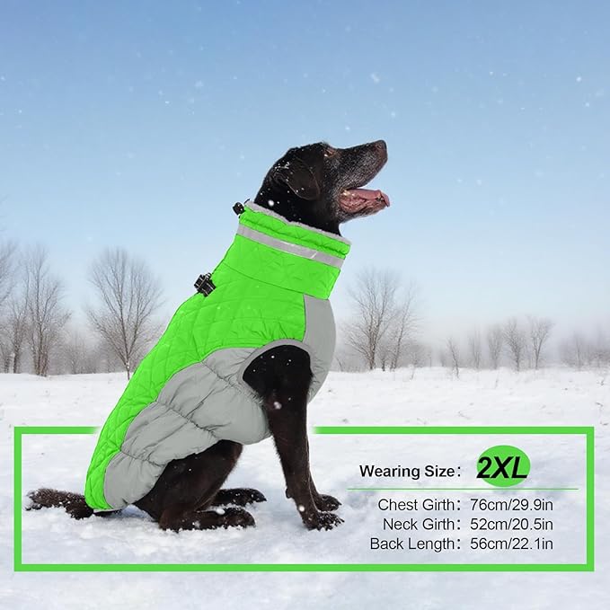OUOBOB Warm Dog Coats for Medium Dogs, Waterproof Dog Jacket with Harness Built in, Zipper Clousure, Fleece Lining for Cold Weather Outdoor Walks, Snowsuit for Schnauzer, Boston Terrier, Pug - M