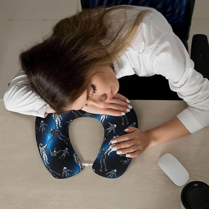 Memory Foam Airplane Pillow Astronaut and Scuba Diver Art for Car Chin Head Neck Supporting, U Shape Pillows Travel Cushion for Office, Nap Sleeping
