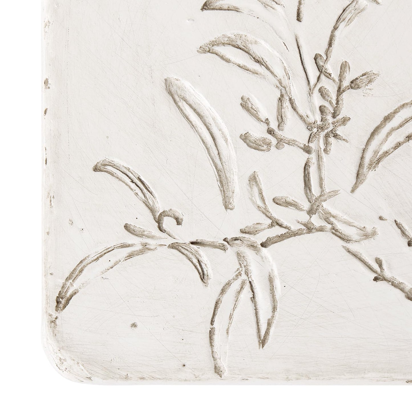 HOME PALETTE Botanical Coasters for Drinks Set of 4, 4.02 Inch Square Resin with Cork Base, Plant Floral Design, Absorbent Coasters for Bar Desk Coffee Table, White