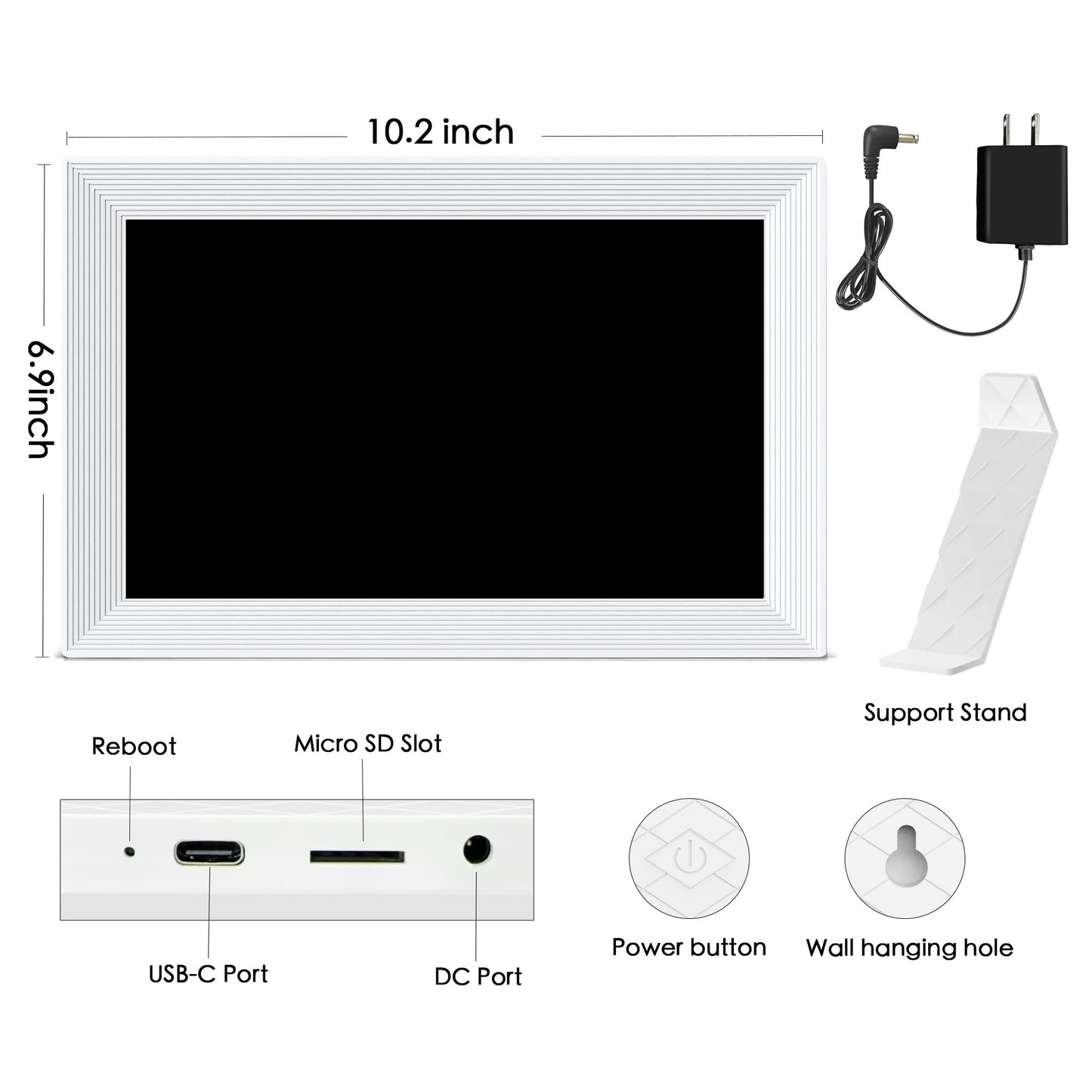 Frameo Digital Picture Frame, 10.1'' Frameo Digital Frame WiFi, 1280 * 800 IPS HD Touchscreen, 32GB Storage, Instant Share Pictures Video, Smart Photo Frame Electronic, Gifts for Mom, House Warming