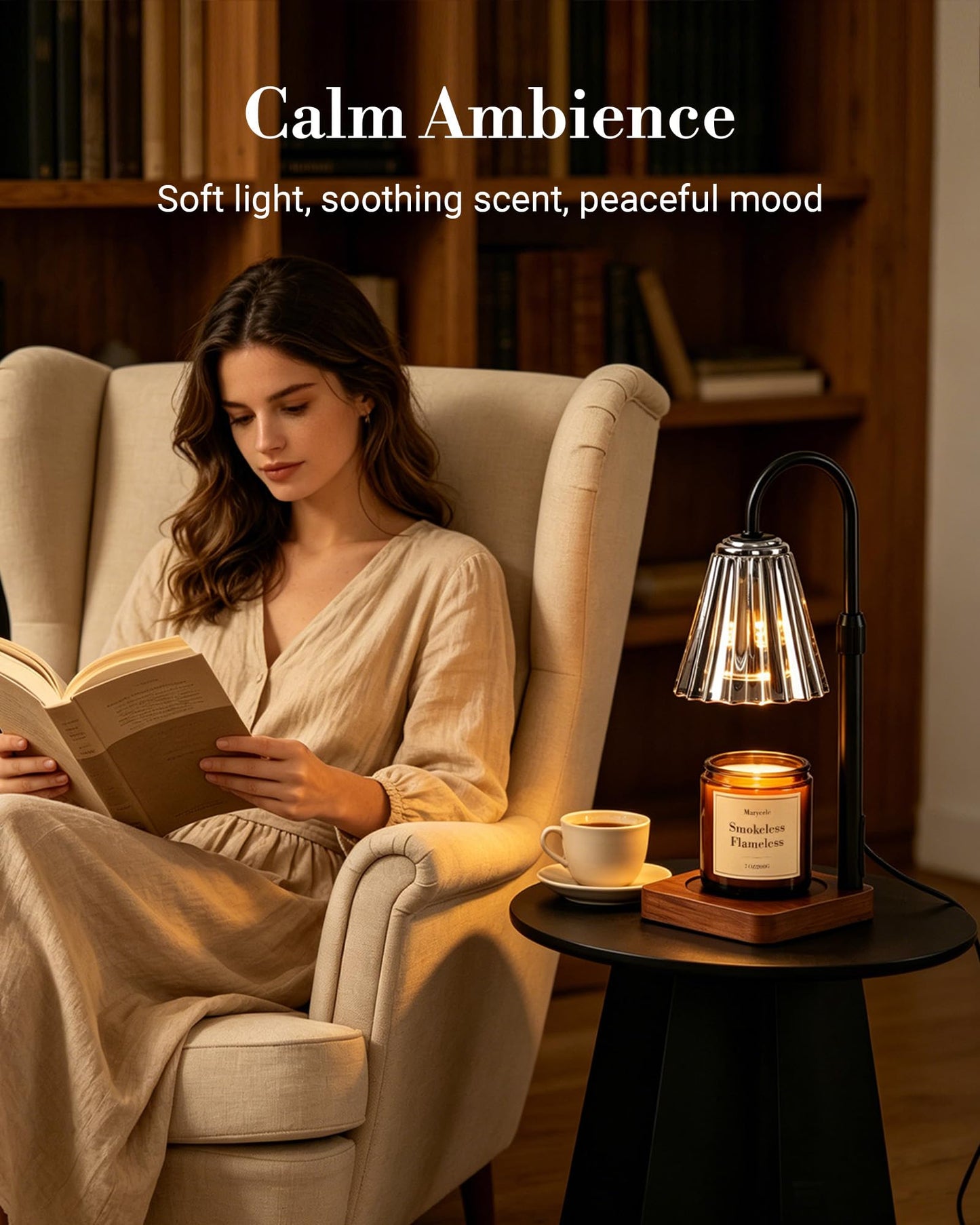 Marycele Vintage Candle Warmer Lamp with Timer Dimmer, Adjustable Height