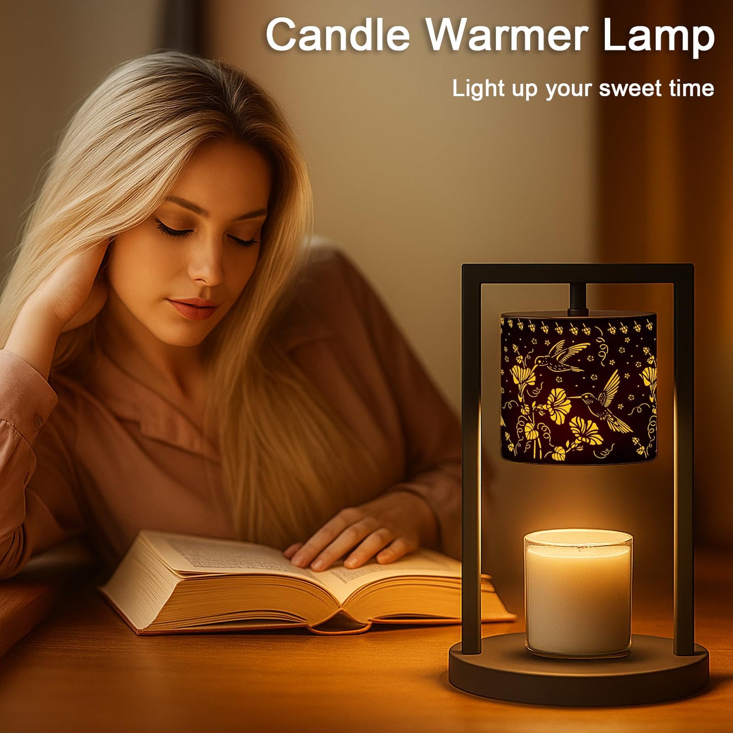 Gantok Candle Warmer Lamp with Timer Wax Melt Warmer for Scented Jar Candles Candle Lamp Warmer Gifts for Mom Christmas Gifts, House Warming Gifts New Home Office Dorm Room Fall Decor (Hummingbird)
