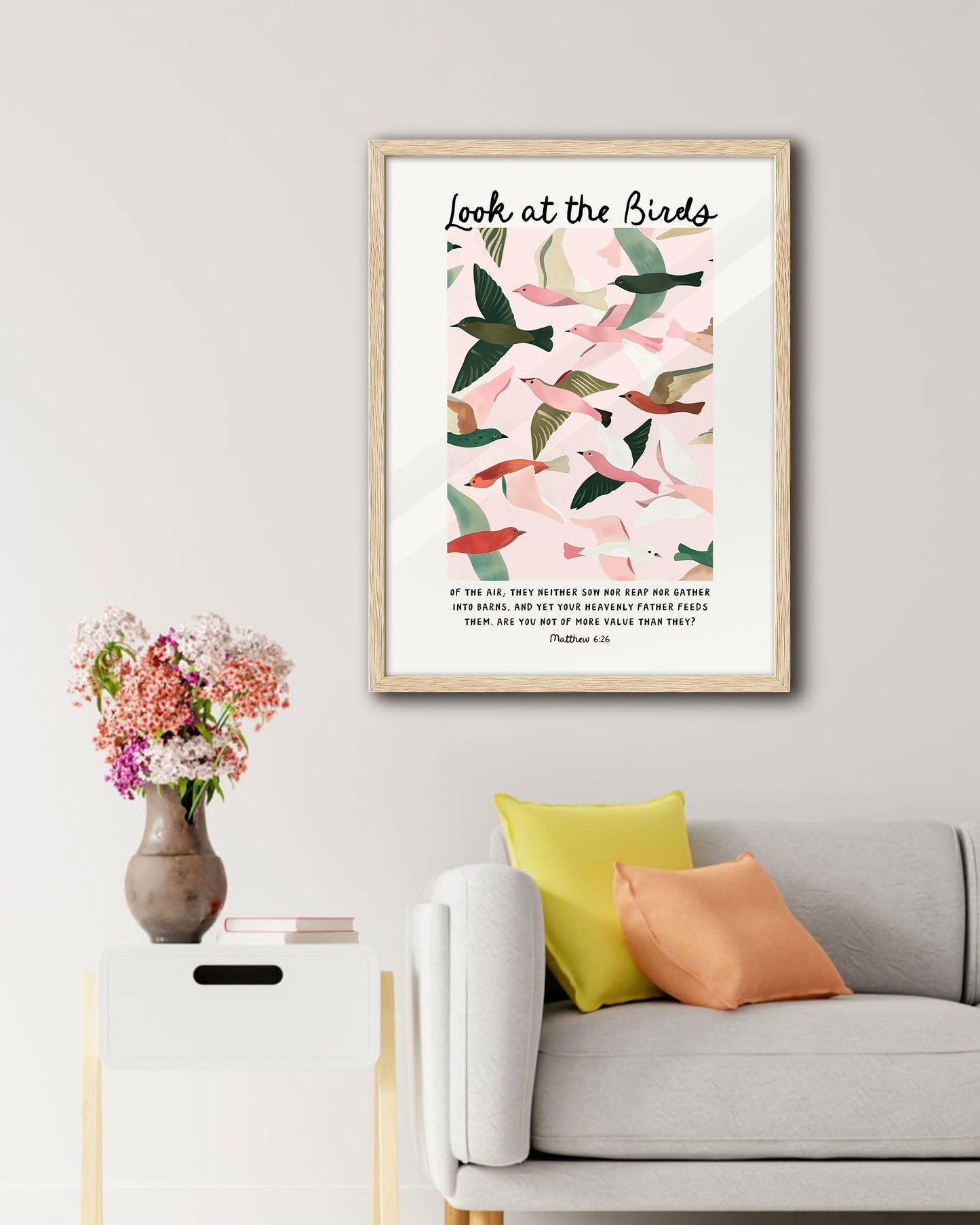EcoHest 12x16 in Matthew 6:26 Look at the Birds Framed Christian Wall Art