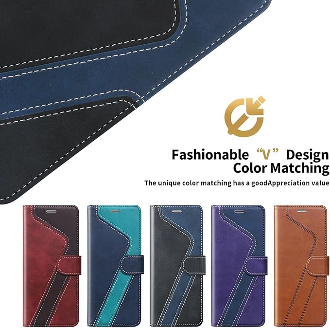 CIVICASE for iPhone 16 Wallet Case,PU Leather Flip Case RFID Blocking Credit Card Holder Folio Magnetic Stand TPU Shockproof Cover Compatible with iPhone 16, Black Blue