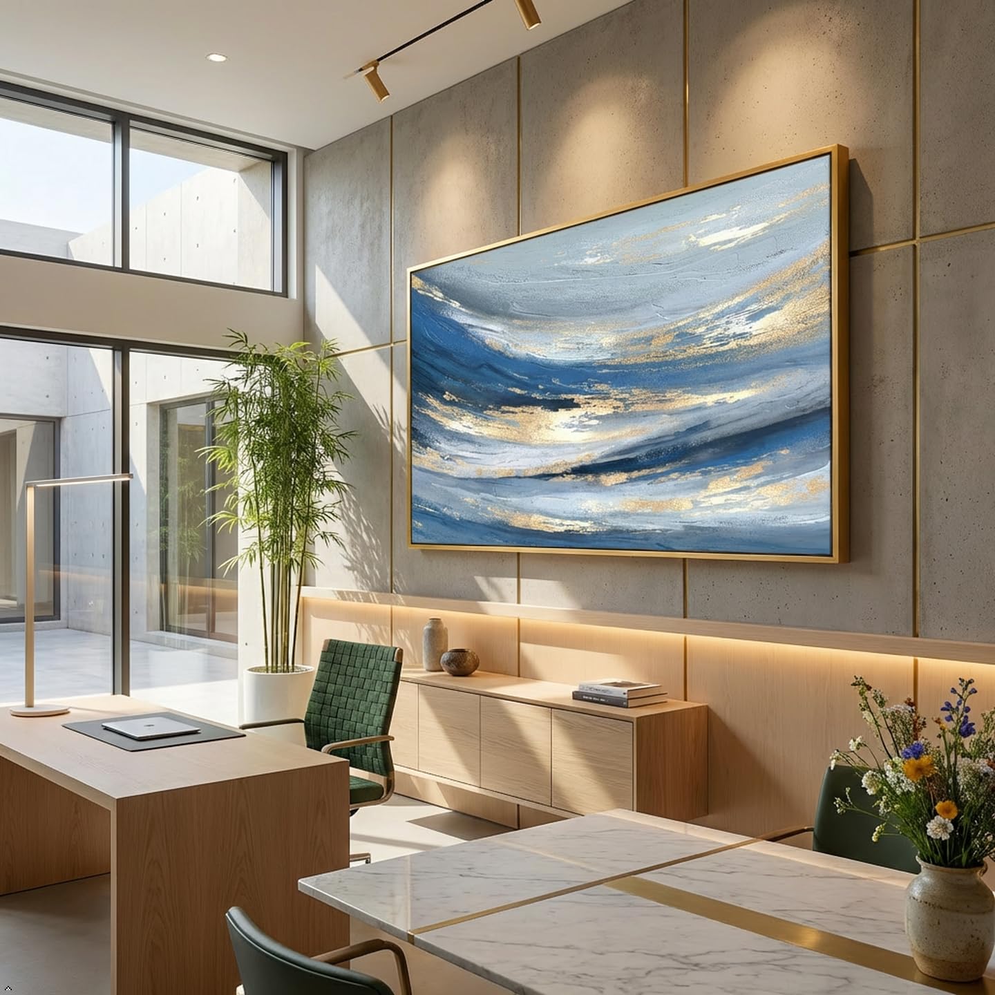 Abstract Wall Art Canvas Paintings Blue Fantasy Modern Large Framed Artwork Decor for Living Room Bedroom Office Painting Home Decor 30"x60"