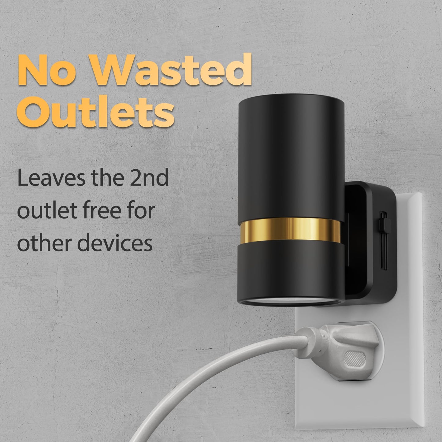 DORESshop LED Night Lights Plug into Wall, 2 Pack, Black Cylinder Wall Sconce Dimmable Night Light Plug in, Slide Brightness Adjustable with Dusk to Dawn Sensor, 3000K Warm White for Bedroom, Hallway