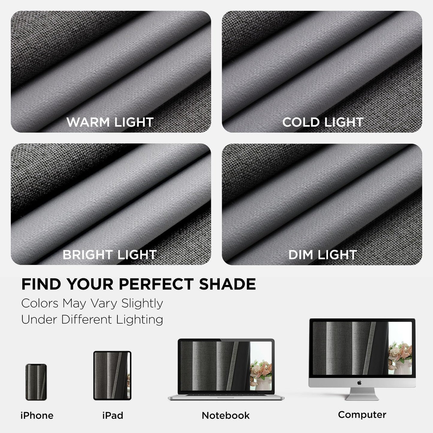 Joydeco Blackout Curtains 84 Inches Long 2 Panels Burg, Room Darkening Curtains for Bedroom, 100% Black Out Textured Thermal Drapes Privacy Protection 2 Panels Set(W52 x L84 Inch, Grey)