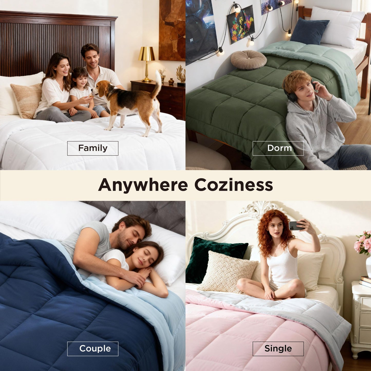 Bedsure Comforters Queen Size Duvet Insert, Quilted Down Alternative Comforter, Ultra Soft Lightweight Comforter Blanket for Bed, with 8 Tabs, Machine Washable, 88x88 in, White