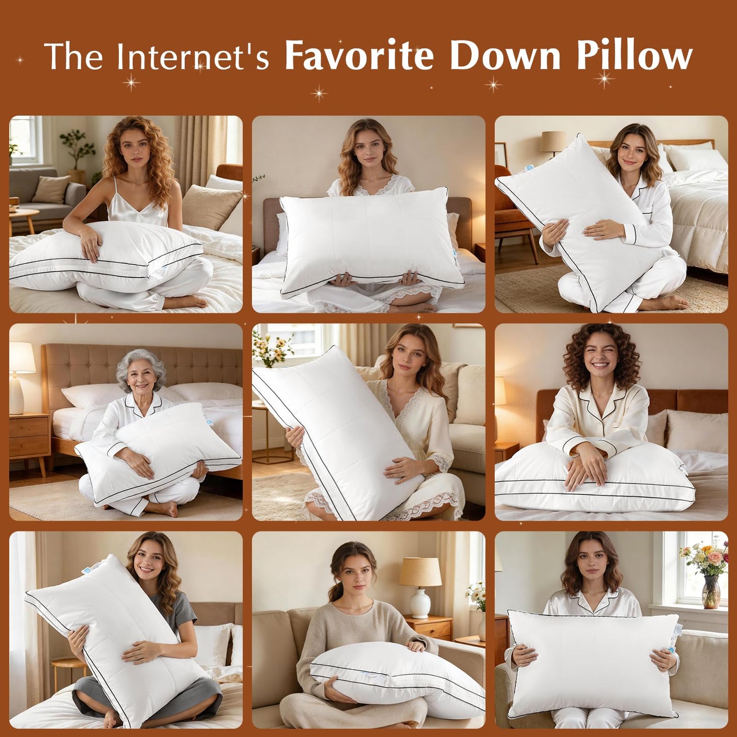 Davmabcjy 3 in 1 Adjustable Goose Down Pillows Standard Size Set of 1, Cooling Cover Bed Pillows, Fluffy Soft Feather Down Pillow for Back, Stomach or Side Sleepers, 20" x 26"