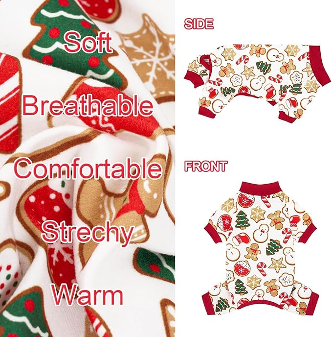 XPUDAC 4 Pack Christmas Dog Pajamas Comfy Dog Clothes for Small Medium Dogs Girl Boy Holiday Pet Outfit Puppy Onesie Cat Pjs Jammies, 3XL