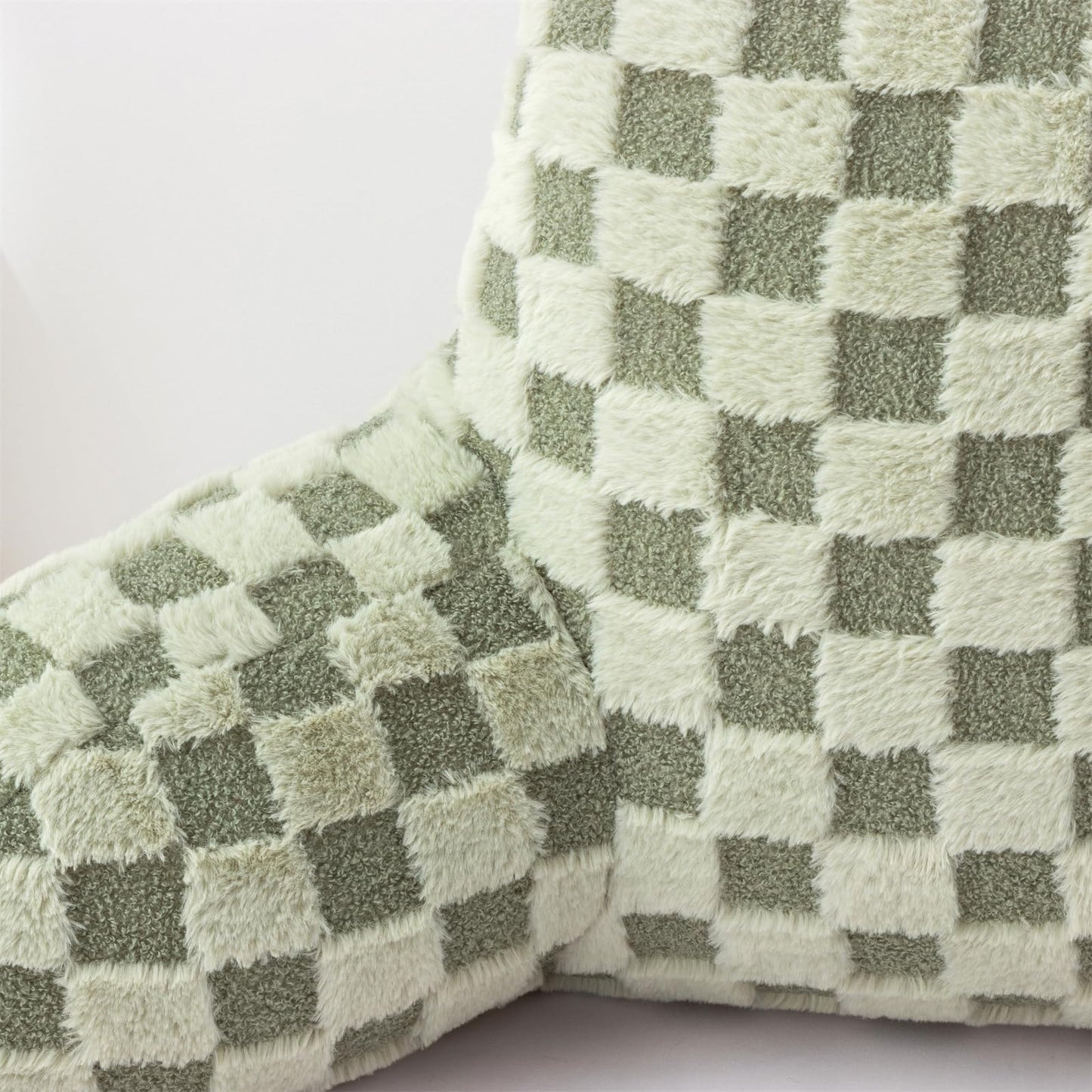 Aimuan Reading Pillow Checkered Bed Rest Wedge Backrest Checkerboard Pillow with Arms Back Support for Sitting Up in Bed Cushion Incline Rest Sleeping Snoring Pillow, Light Green Large