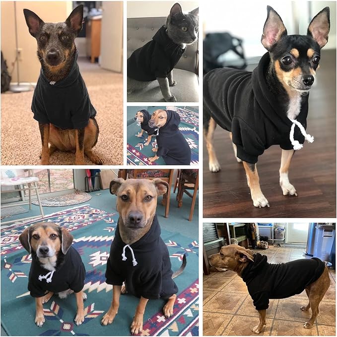 BINGPET Dog Hoodie, Fleece Lined Fall Cold Winter Soft Warm Puppy Sweatshirt with Leash Hole, Dog Sweaters Outfit,Pullover Puppy Hoodie for Small Medium Large Dogs Cats