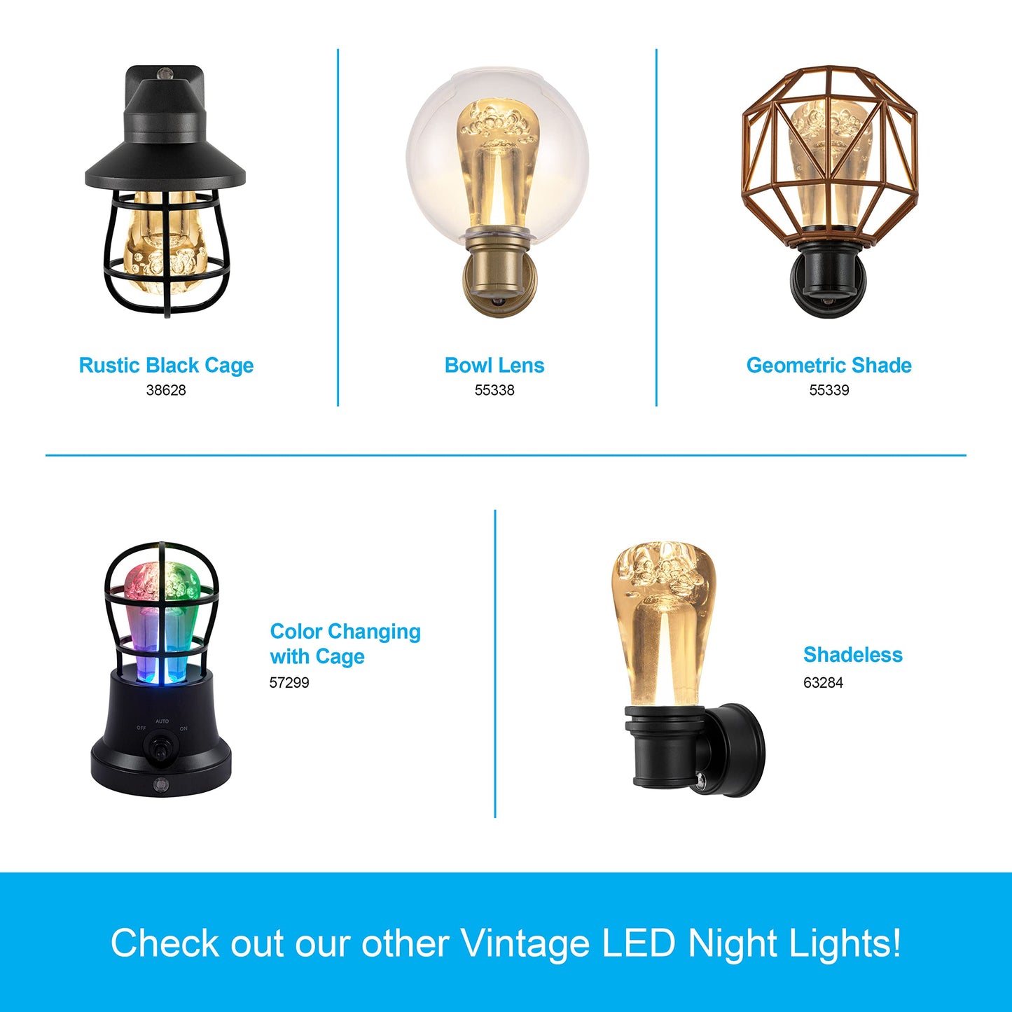 GE Vintage LED Edison Night Lights Plug Into Wall, 2-Pack, Dusk to Dawn Auto Sensor, Warm White, Adjustable Brightness Plug in Nightlight with Manual On/Off/High/Low Switch, Perfect for Adults