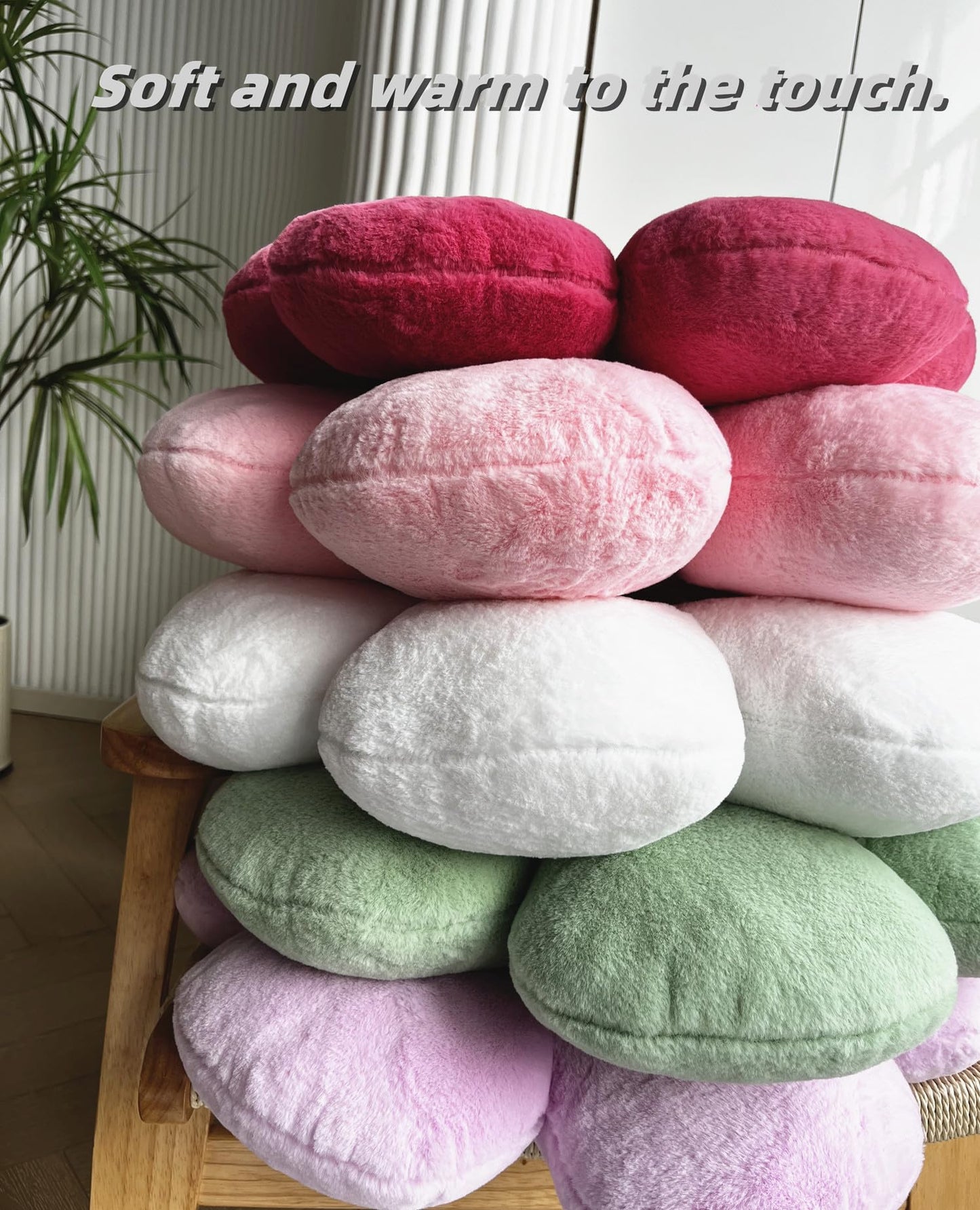 Vdoioe Pink Flower Pillow,Flower Shaped Throw Pillow 15.7In Daisy Pillow Cushion Cute Flower Seating Cushion Home Decorative Pillows for Sofa Couch Bed