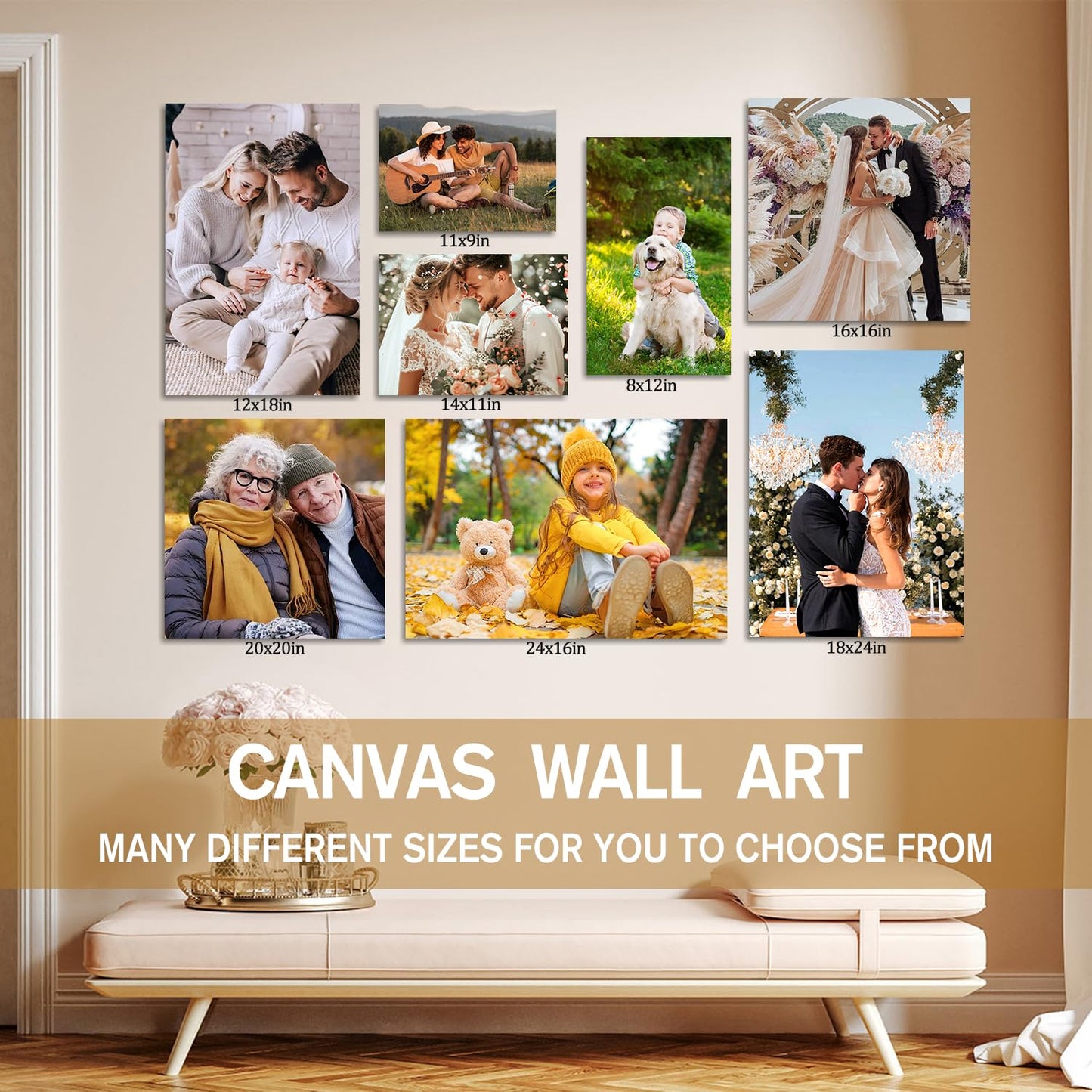 Canvas Prints with Your Photos, Ship Next Day Personalized Wall Art for Home Decor, Perfect Custom Photo Gifts for Wedding, Birthday, Family & Friends - Ready to Hang Canvas Pictures Framed 8x10