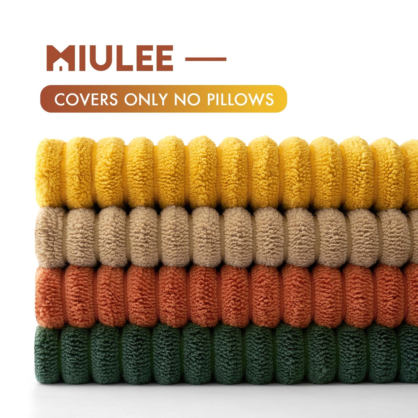MIULEE Pack of 4 Green-Rust Corduroy Decorative Throw Pillow Covers 18x18 Inch Soft Boho Striped Pillow Covers Modern Farmhouse Home Decor for Winter Sofa Living Room Couch Bed