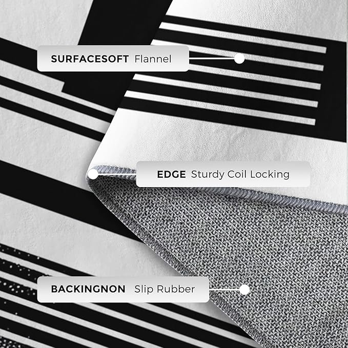 Black and White Stripe Rugs for Home Decor, 8x10 ft, Modern Stripes Area Rugs for Living Room, Soft Non Slip Washable Abstract Striped Carpet Bedroom Decorations Dt-Ghf-31