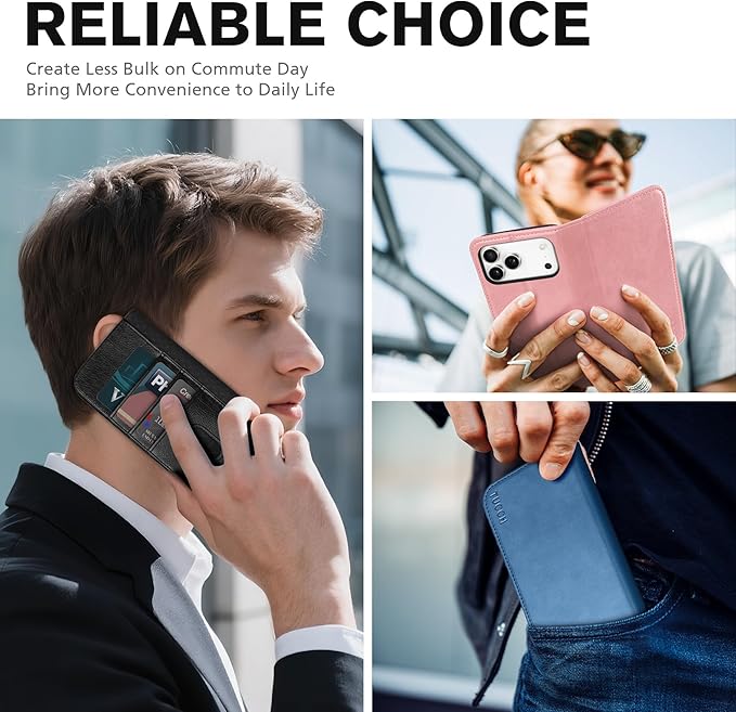 TUCCH Wallet Case for iPhone 17 Pro Max (6.9") 2025, 3 Credit Card Slot | RFID Blocking | Stand | PU Leather | Protective Flip Folio Cover | Shockproof TPU Interior Shell | Dark Purple