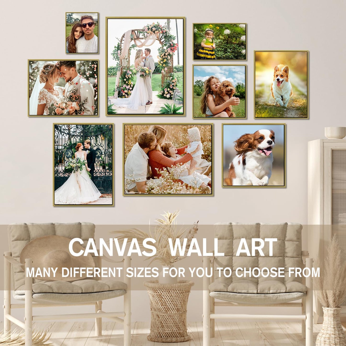 Canvas Prints with Your Photos, Ship Next Day Personalized Wall Art for Home Decor, Custom Photo Gifts for Wedding, Birthday, Family & Friends - Ready to Hang Canvas Pictures Framed 8x10