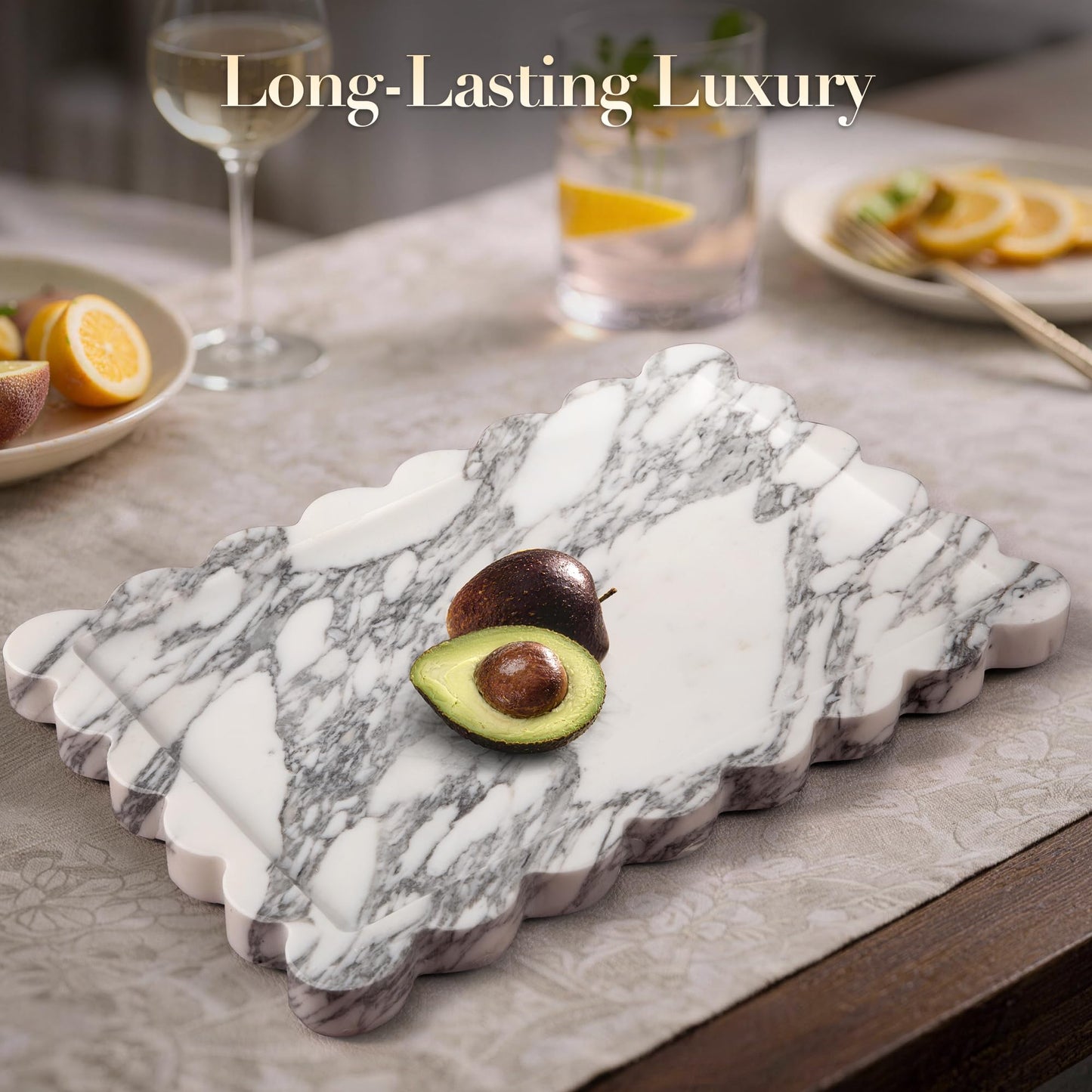 Natural Marble Bathroom Tray, 11.8ā x 8" Calacatta Marble Perfume Tray, Black Marble Vanity Tray for Bathroom, Dresser, Kitchen, Cosmetics, Jewelry & Home Decor
