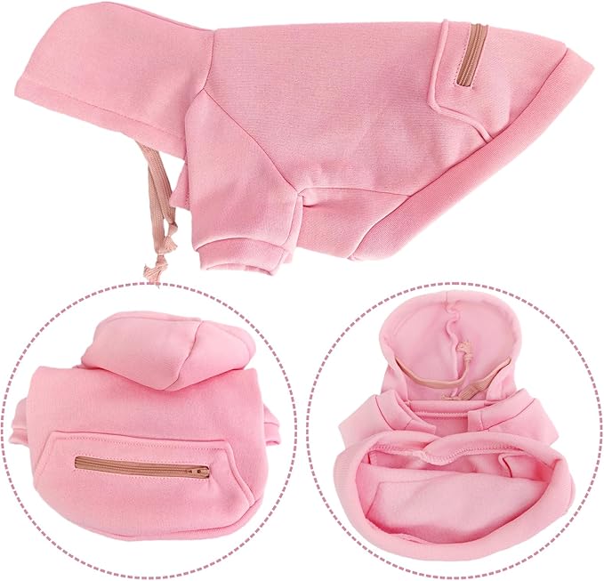 Jecikelon Pet Dog Cold Weather Coat with Pocket Winter Dog Hoodie Warm Puppy Clothes for Small Dogs Chihuahua Clothing (Pink2, Small)