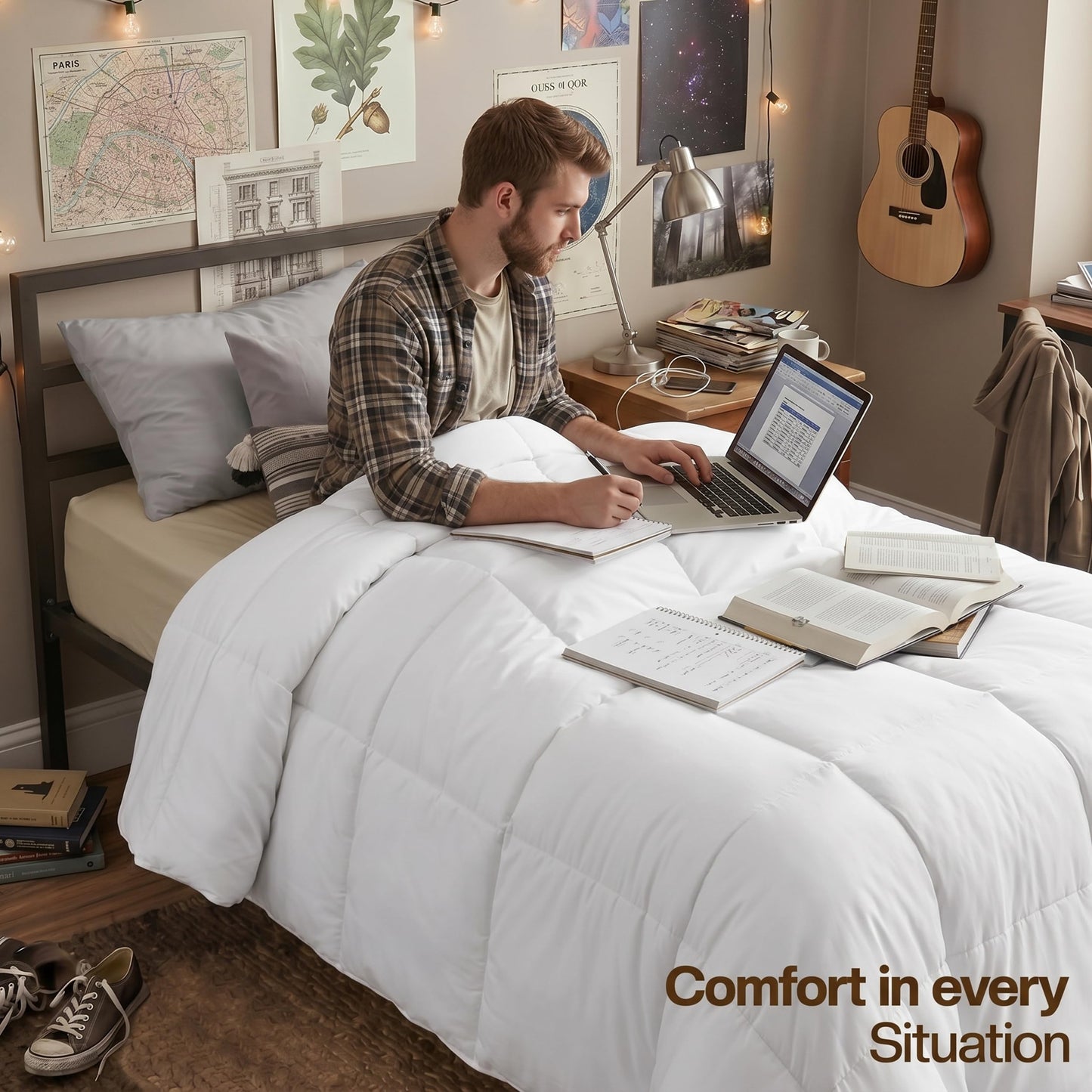 Utopia Bedding Twin XL Comforter Duvet Insert, Quilted White Comforter with Corner Tabs, Box Stitched Down Alternative Comforters Twin XL Size 68 x 92 inches