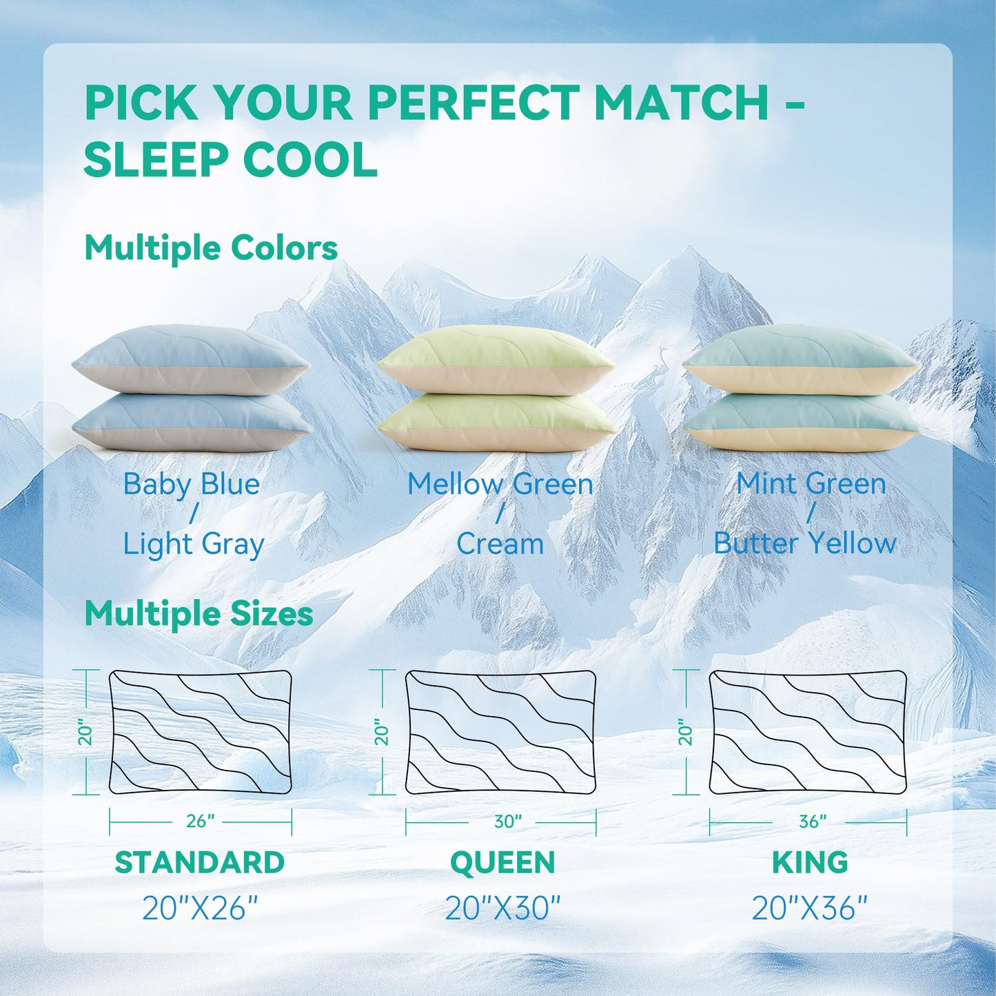 Three Geese Cooling Goose Down Feather Pillows King Size Set of 2 for Hot Sleepers, Q-Max>0.45, Cooling Hotel Bed Pillows with Washable Removable Cover, 20" x 36"