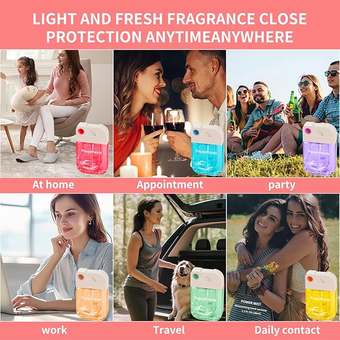 PeppyHands Hand Sanitizer, Hand Sanitizer Spray, Hydrating Spray for Hand, Portable Sanitizer spray Set for Travel Size, 500-Sprays Each Multi-Flavor (Aloe Vera.)