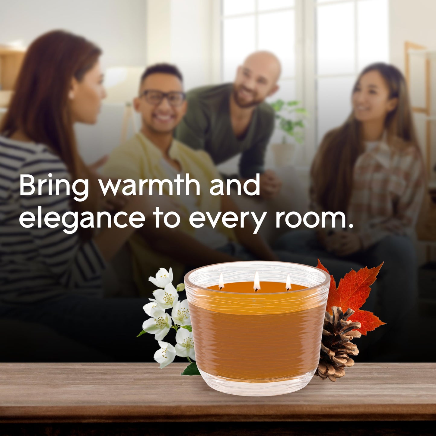 Glade Candle Cashmere Woods, Fragrance Candle Infused with Essential Oils, Air Freshener, 3-Wick Candle, 6.8 Oz, 3 Count