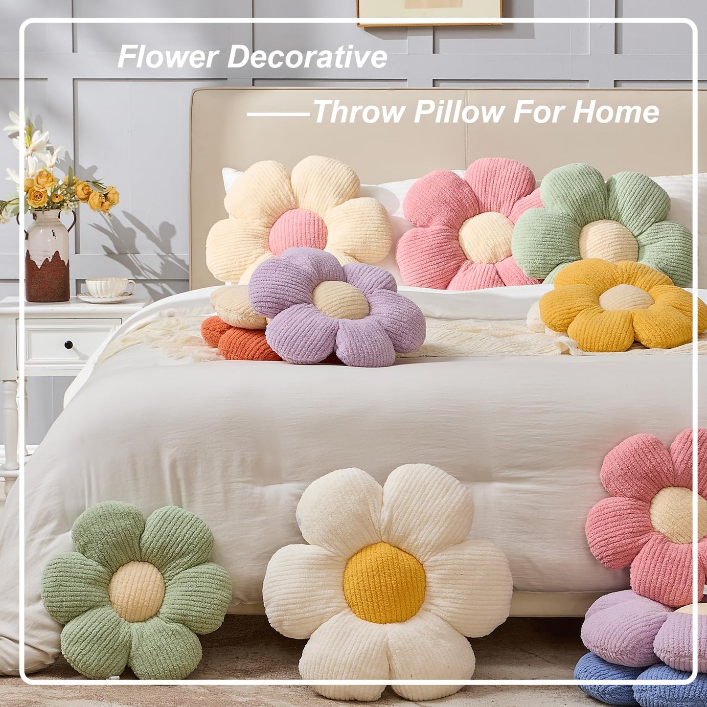 XIAIJIA Flower Pillow Flowers Shaped Pillow Cushion Decorative Daisy Pillow for Bed Cute Throw Pillow Flower Floor Pillow Soft Seat Cushion Pink Cushion 15.7"