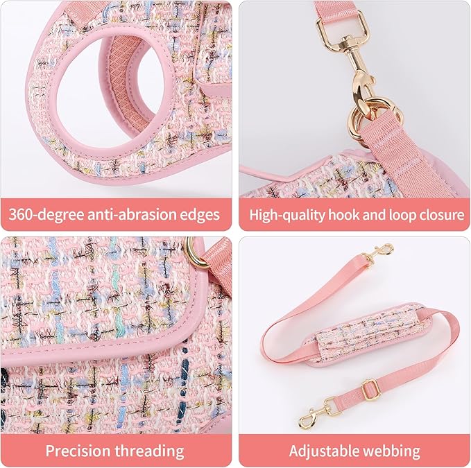Wakytu Dog Lift Harness Dog Carrier Dog VES Harness Adjustable Dog Leash with Small Puppy Treat Bag(Pink,L)