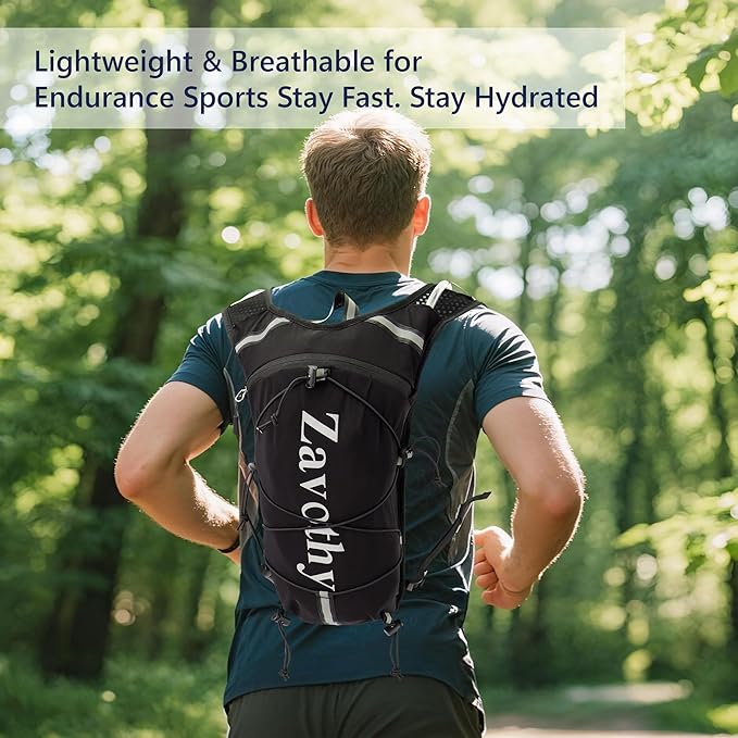Zavothy Hydration Backpack with Rain Cover, 1.5L Lightweight Hydration Pack for Hiking, Cycling & Trail Running