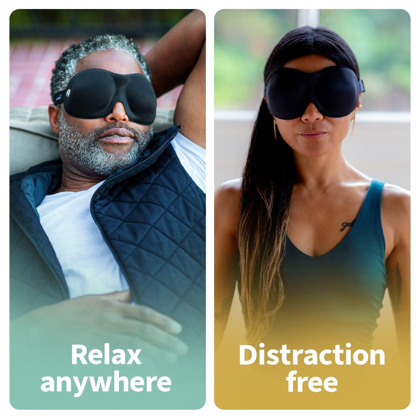 Nidra Contoured Sleep Mask for Side Sleepers – Zero Pressure Fit, Light Blocking Eye Shade for Sleeping & Travel – Black, Standard Size