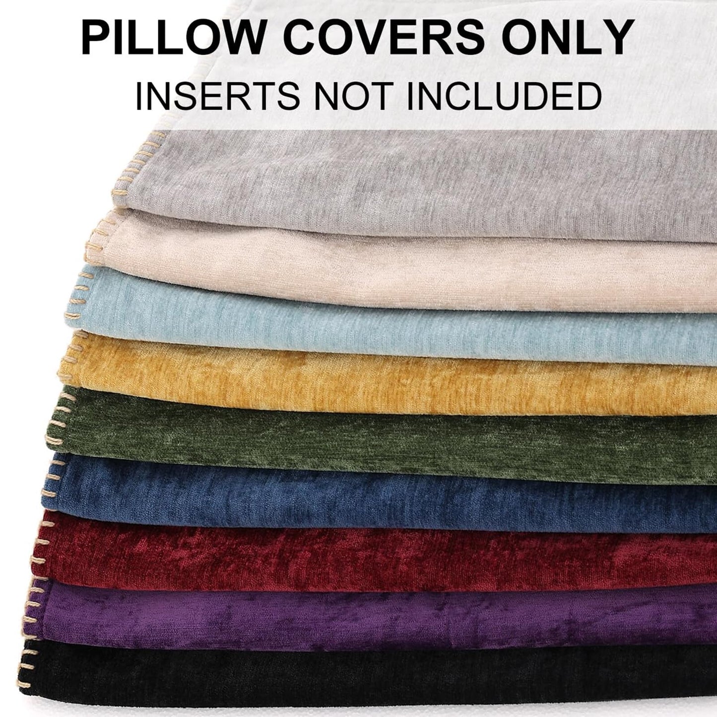 decorUhome Summer Chenille Soft Cozy Throw Pillow Covers 18x18 Set of 2, Modern Farmhouse Boho Velvet Decorative Pillow Cases with Stitched Edge for Couch Sofa Bed Home Decor, Beige