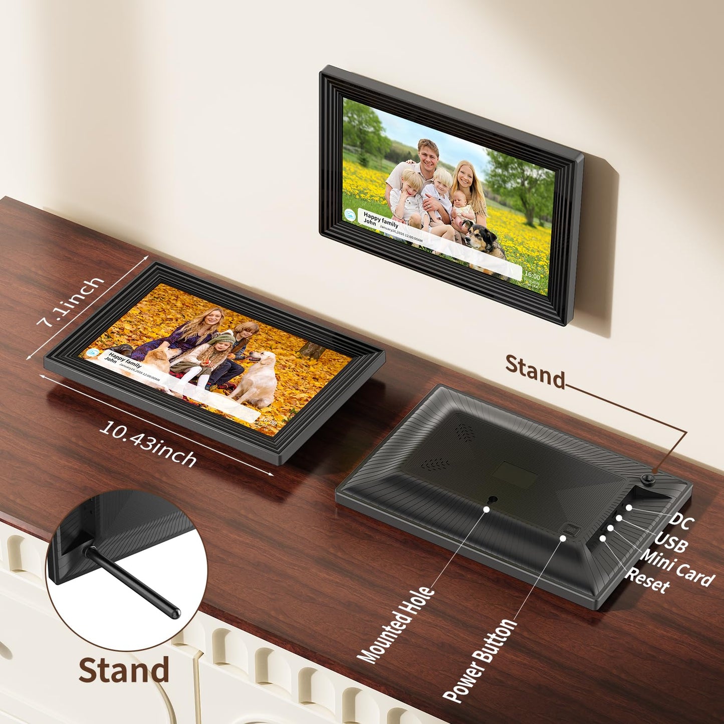 Digital Picture Frame,10.1 Inch Frameo Digital Photo Frame, 1280x800 IPS LCD Touch Screen,16GB, Supports SD Cards,Share Happy Moments Instantly via Frameo App from Anywhere,Best Gifts for Your Loves