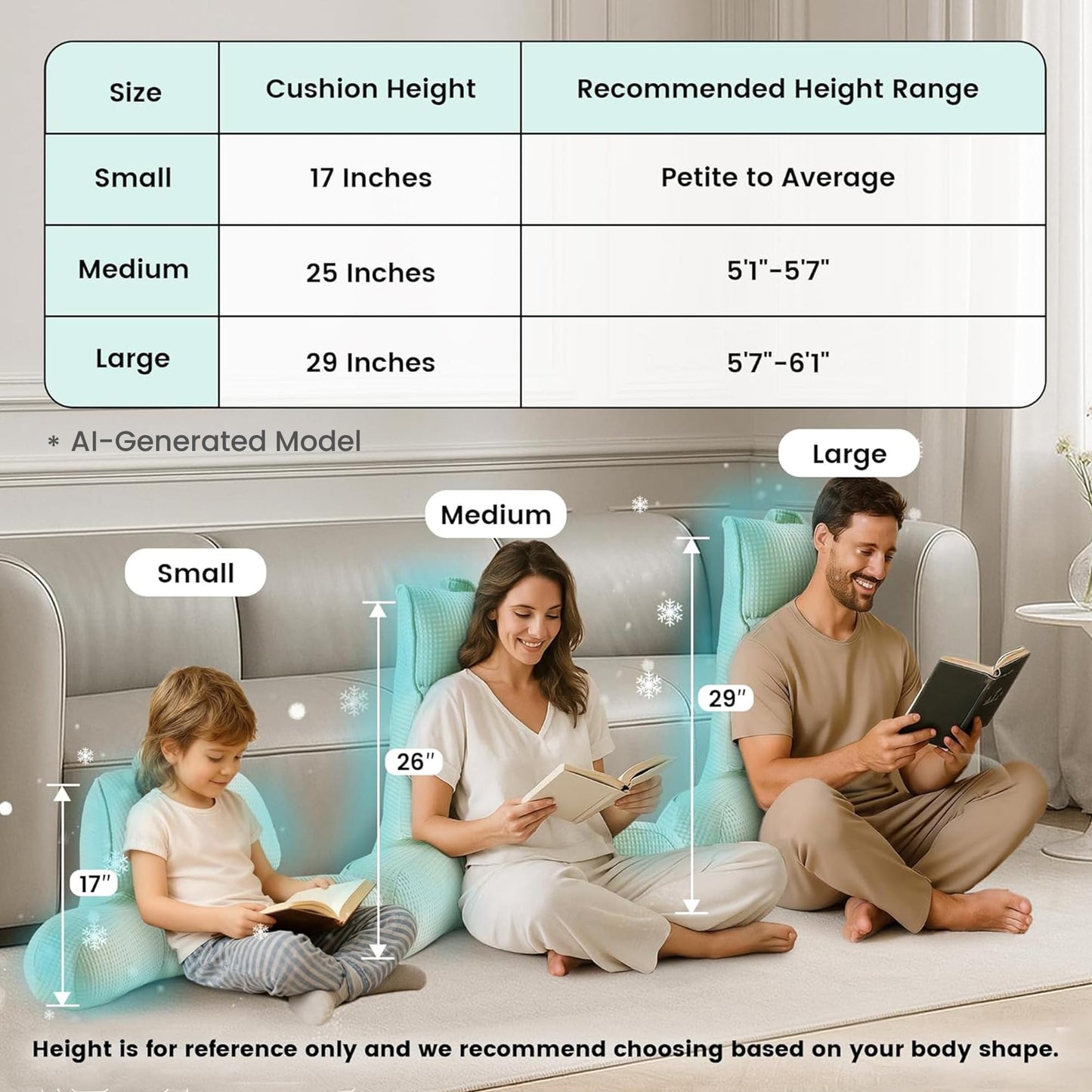Amélie Home Cooling Reading Pillow with Arms for Adults, Breathable Waffle Fabric Bed Rest Pillow for Sitting Up, Ergonomic Back Support with Pockets for Gaming Relaxing, Cooling Gray, 29 Inches