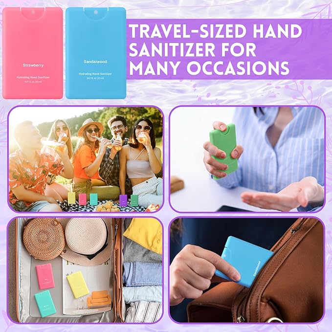 Frienda 48 Pcs Hydrating Hand Sanitizer Spray Bulk 2026 New Year Gift Travel Size Power Mist Portable Hand Sanitizer Spray Appreciation Gift for Women Men Teacher Staff Birthday Party Favor