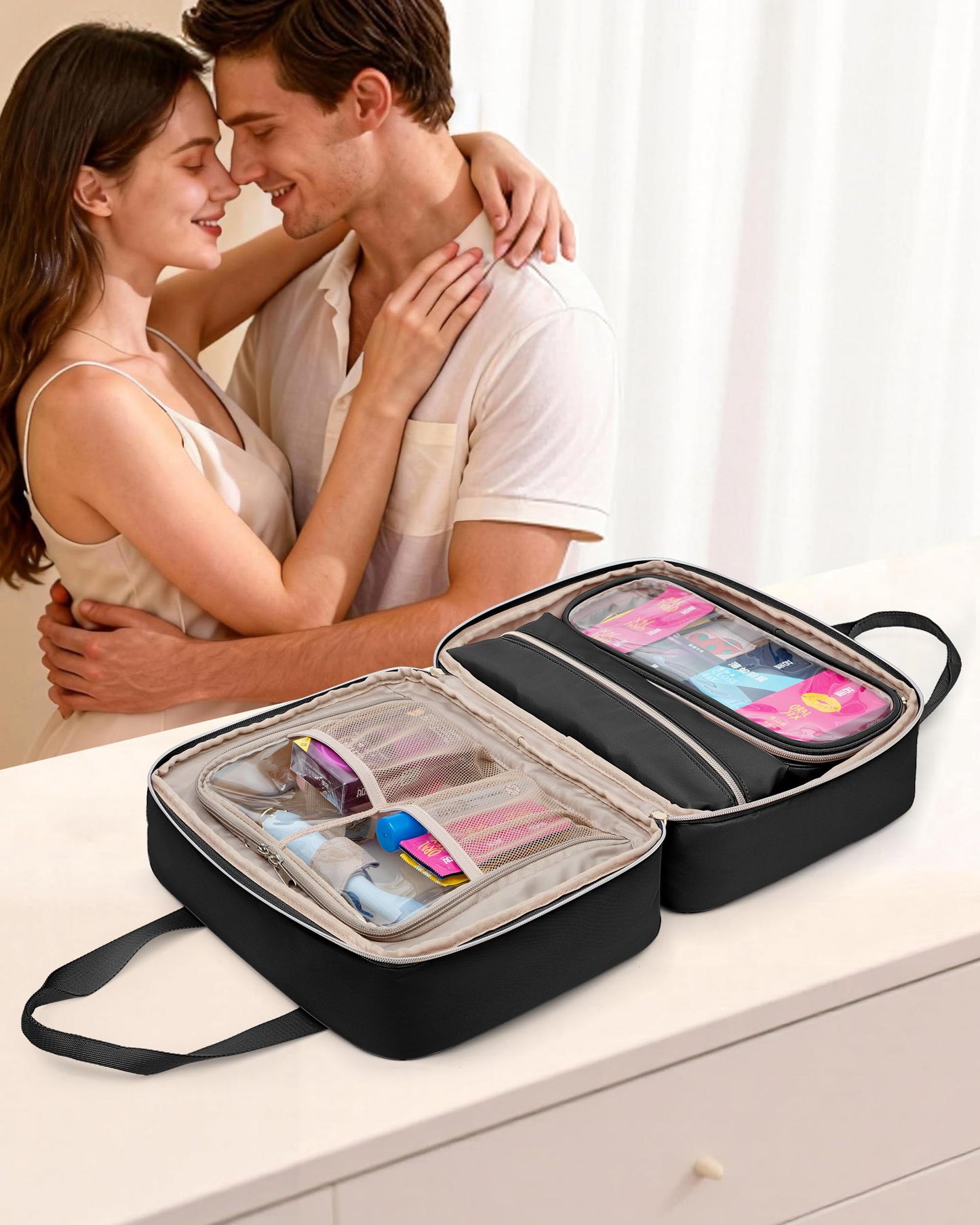 Fasrom Discreet Bag for Toys, Private Toy Storage Bag with Lockable Zipper and Detachable Pouches, Travel Toy Box Organizer for Adult Men and Women, Black (Bag Only, Patent Design)